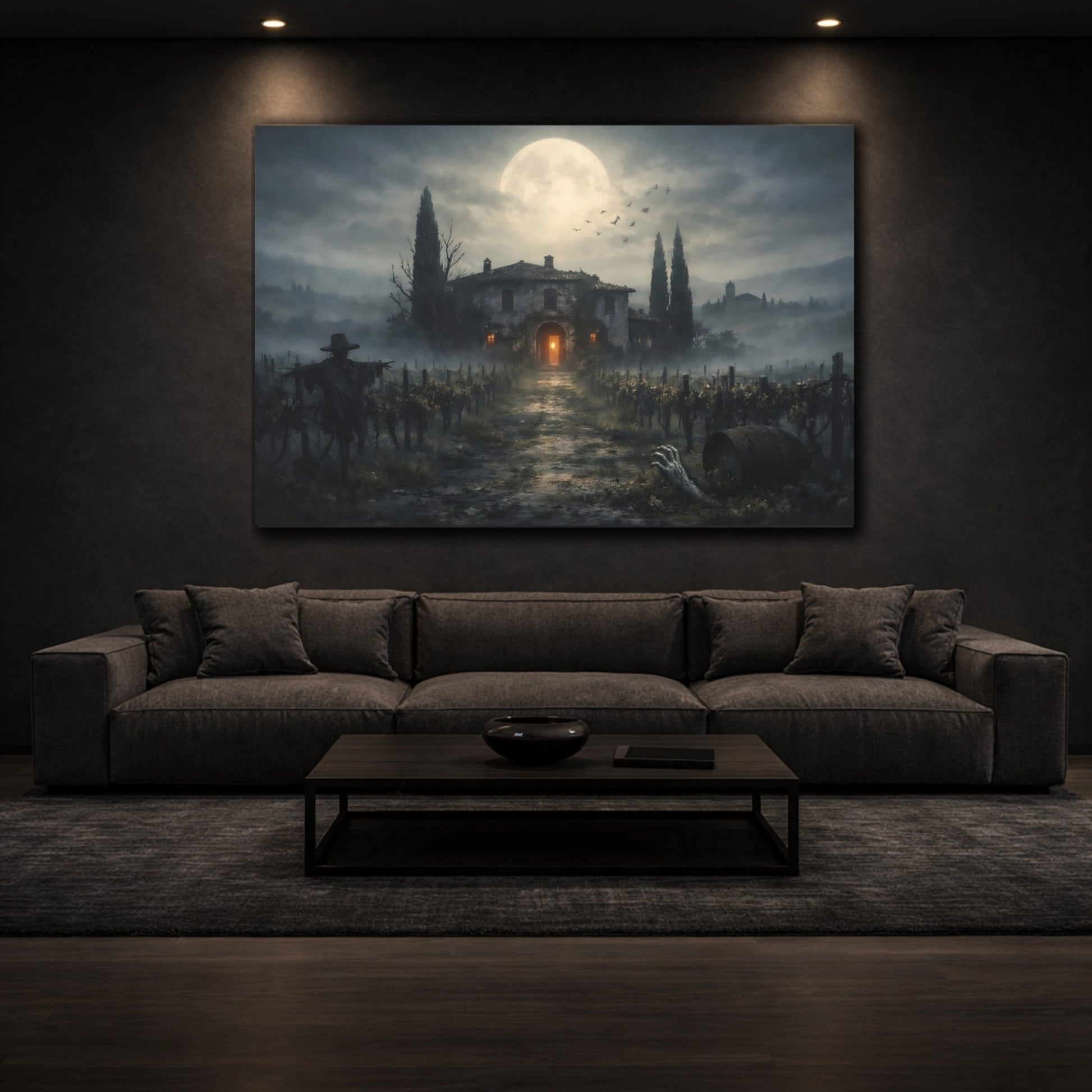 Horror Haunted House Gothic Vineyard - Canvas Wall Art Print - YesArtYes