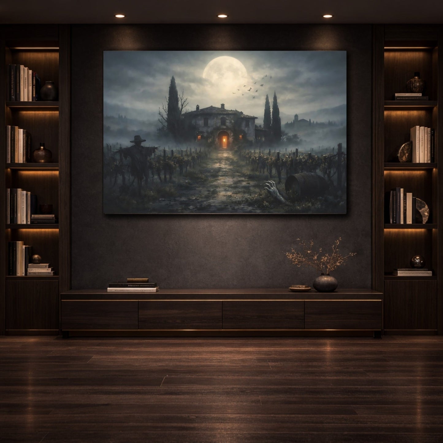 Horror Haunted House Gothic Vineyard - Canvas Wall Art Print - YesArtYes