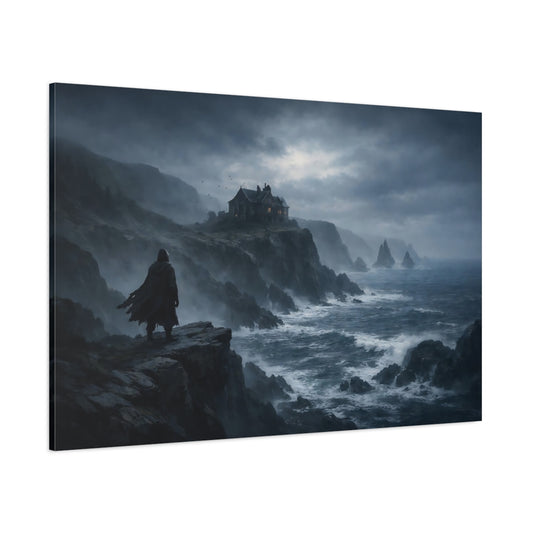 Horror Ocean Cliffs shown as stretched canvas wall art