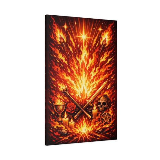 Horror Ritual Fire Red Art - Canvas Wall Art Print - YesArtYes