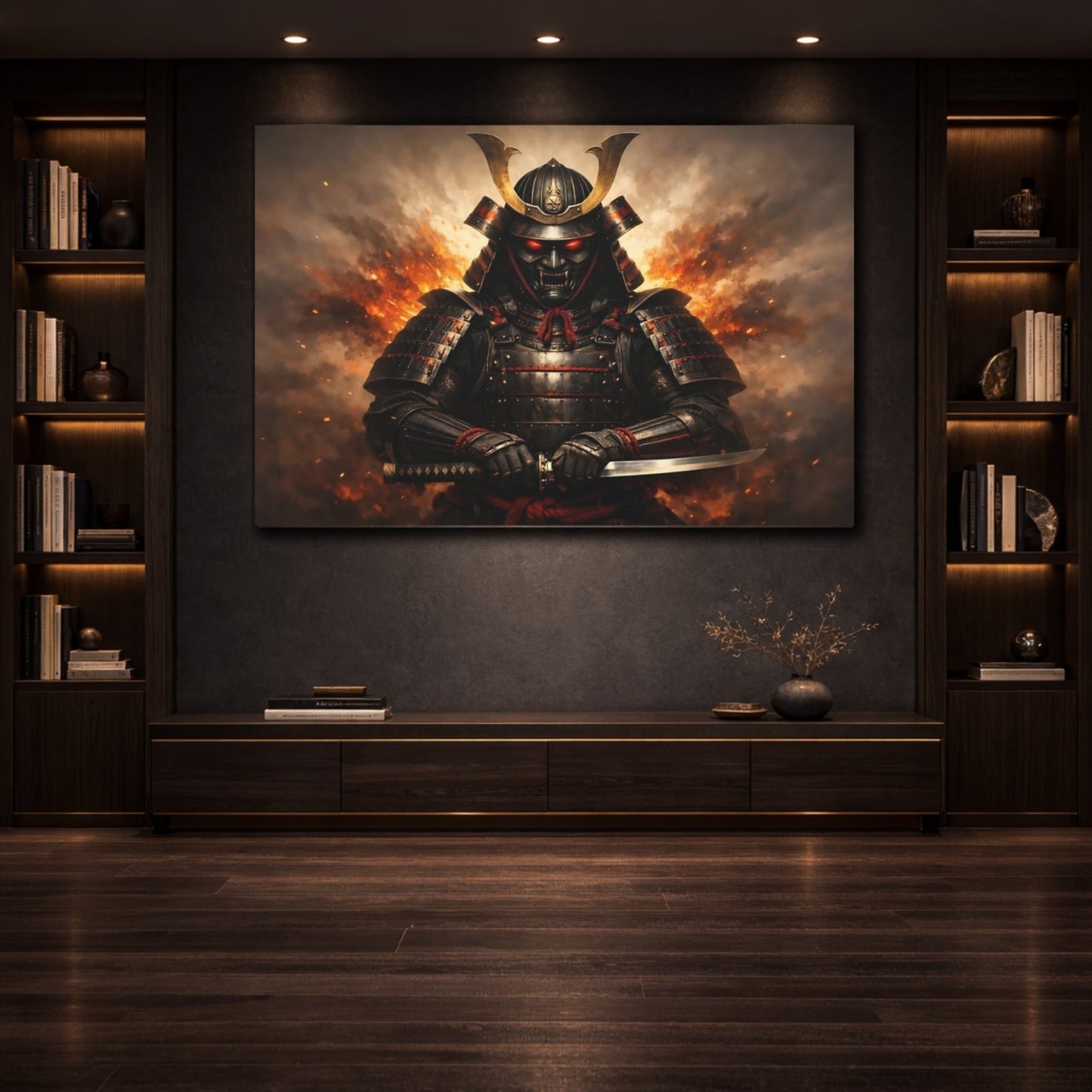 Horror Samurai Warrior Dark - Canvas Wall Art Print - YesArtYes