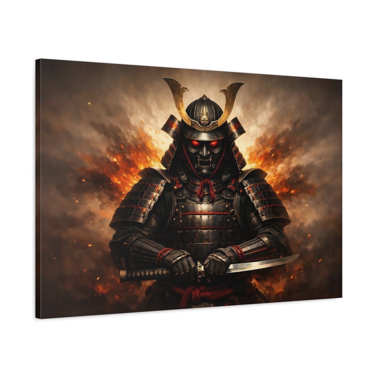 Horror Samurai Warrior Dark - Canvas Wall Art Print - YesArtYes