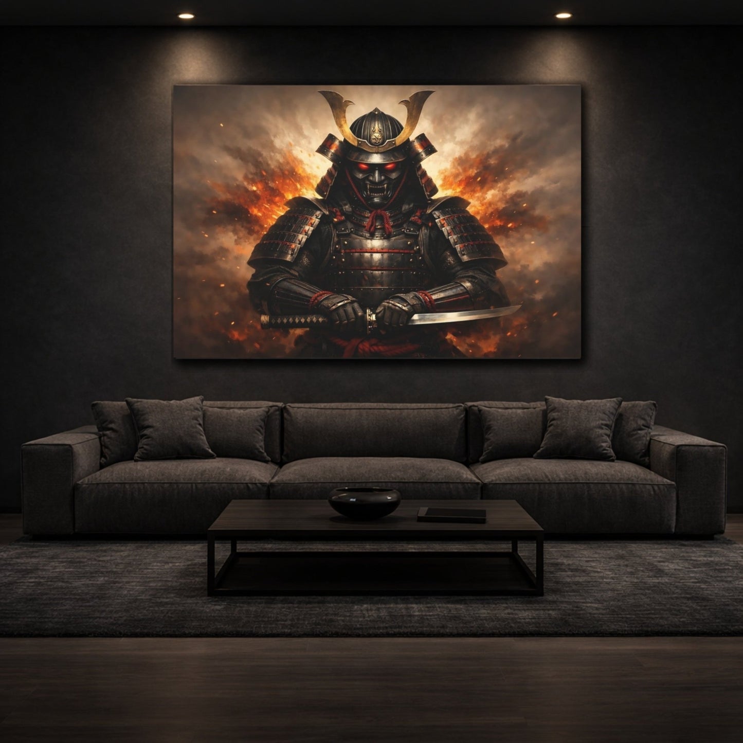 Horror Samurai Warrior Dark - Canvas Wall Art Print - YesArtYes