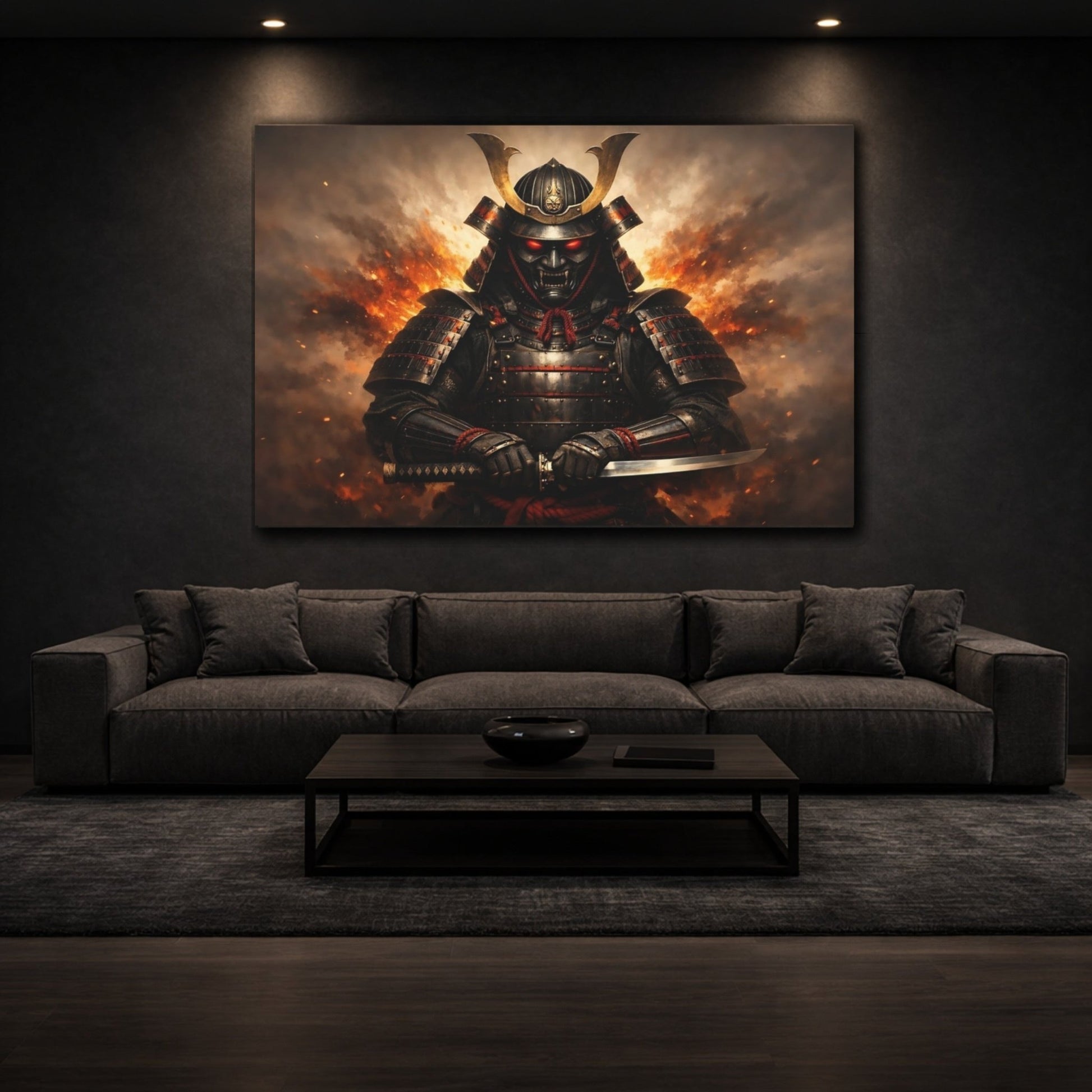 Horror Samurai Warrior Dark - Canvas Wall Art Print - YesArtYes