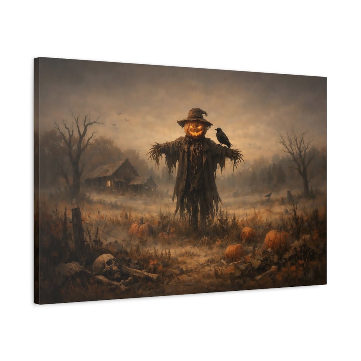 Horror Scarecrow Halloween Field - Canvas Wall Art Print - YesArtYes