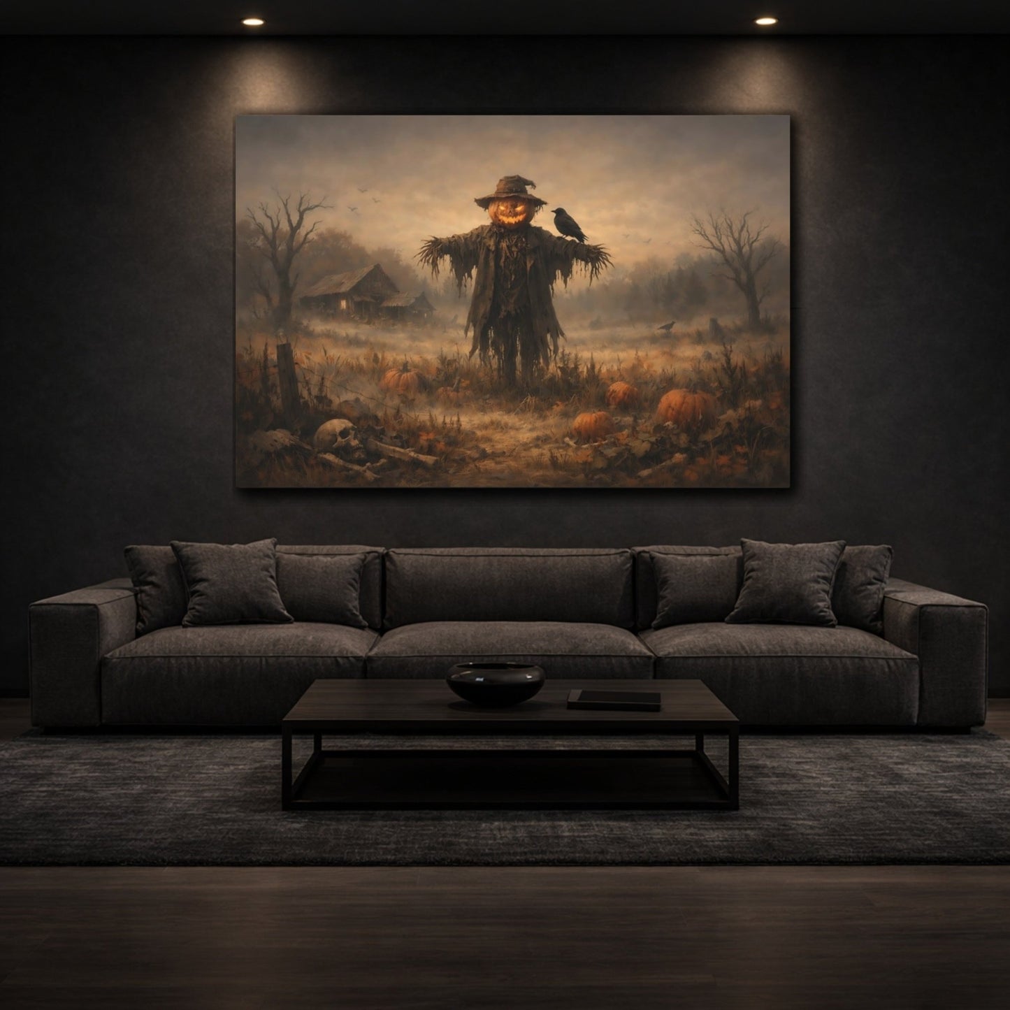 Horror Scarecrow Halloween Field - Canvas Wall Art Print - YesArtYes