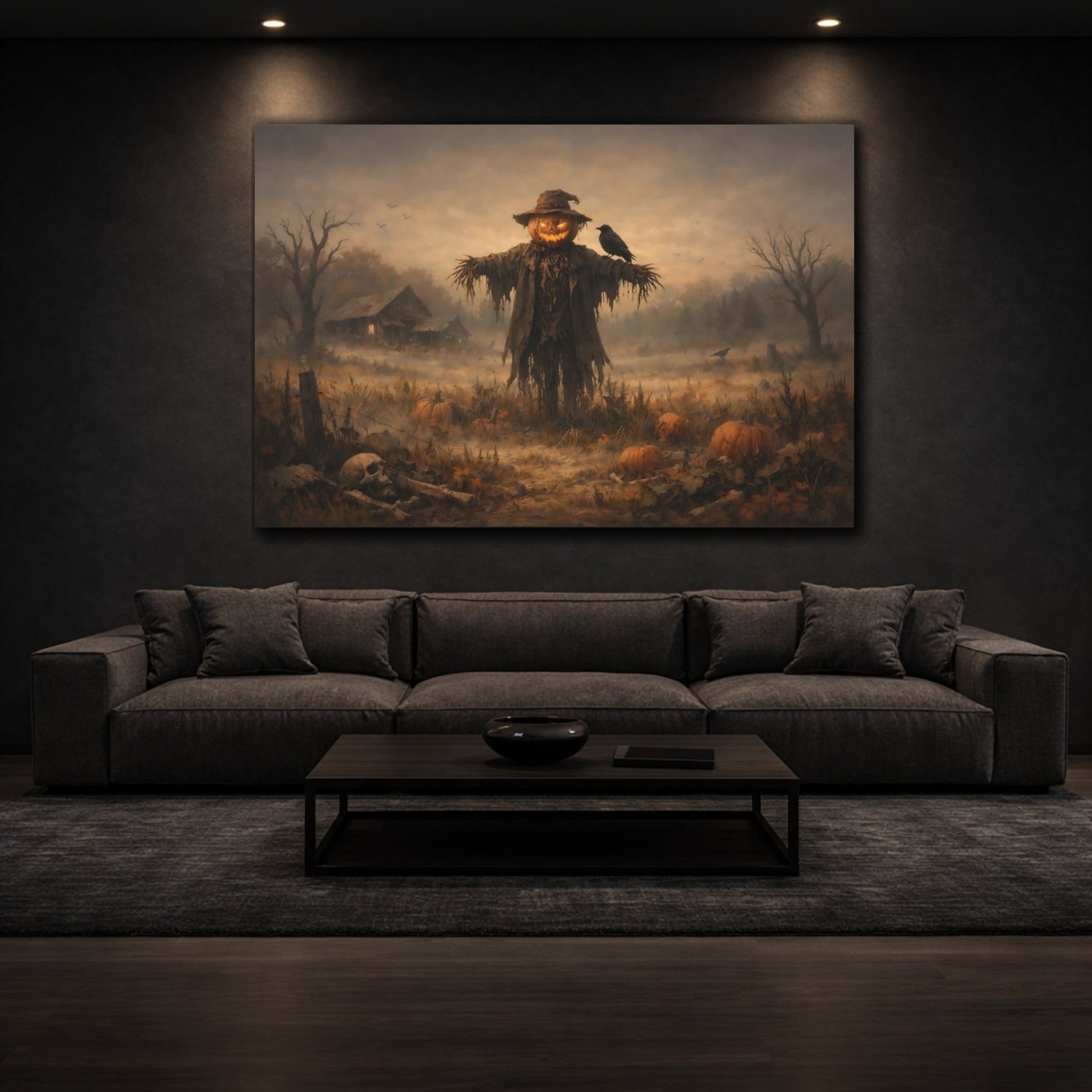 Horror Scarecrow Halloween Field - Canvas Wall Art Print - YesArtYes