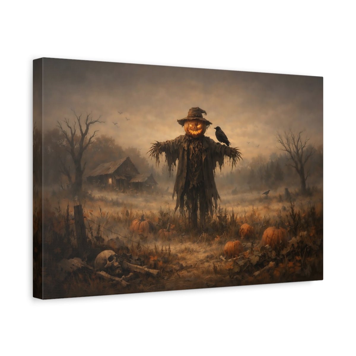 Horror Scarecrow Halloween Field - Canvas Wall Art Print - YesArtYes