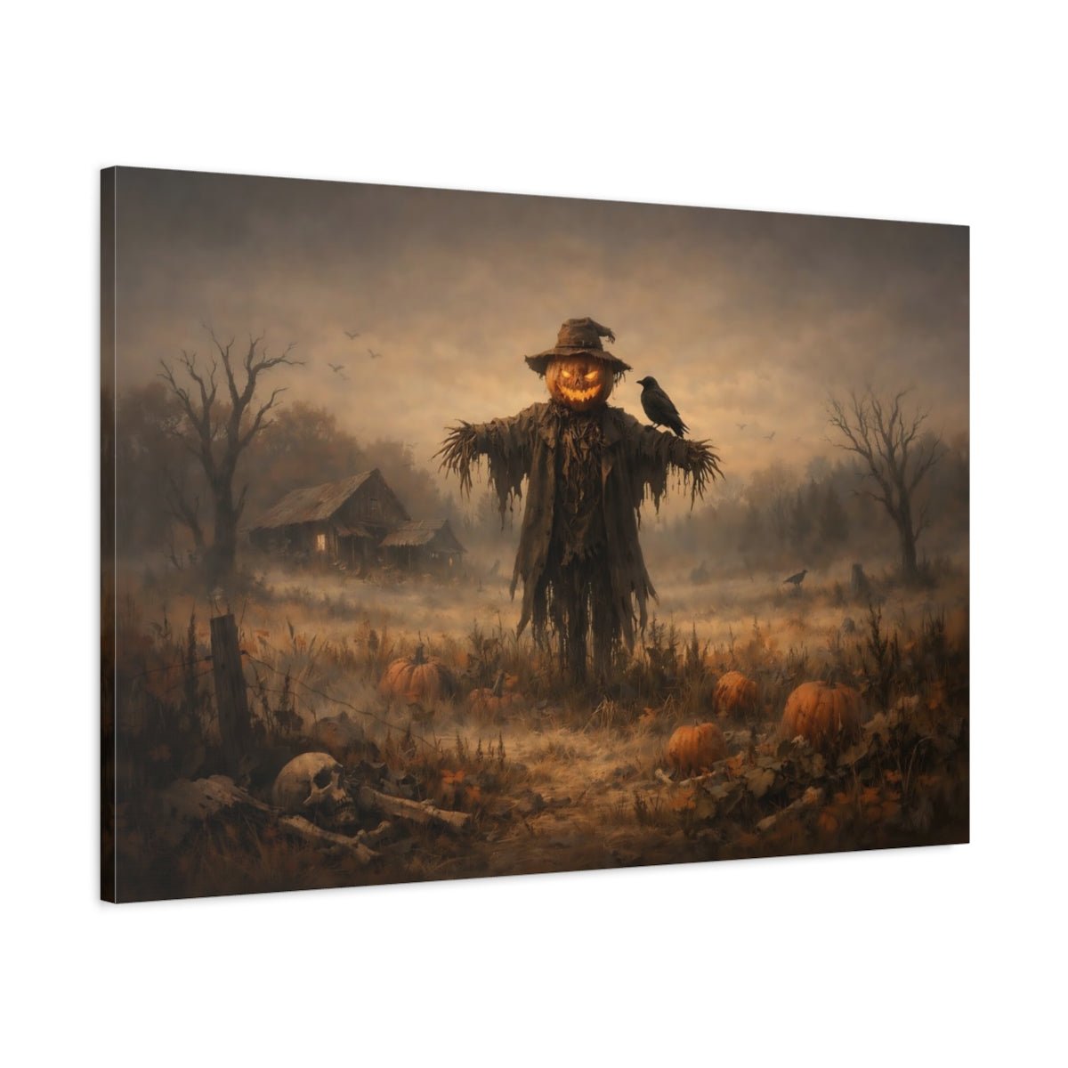 Horror Scarecrow Halloween Field - Canvas Wall Art Print - YesArtYes