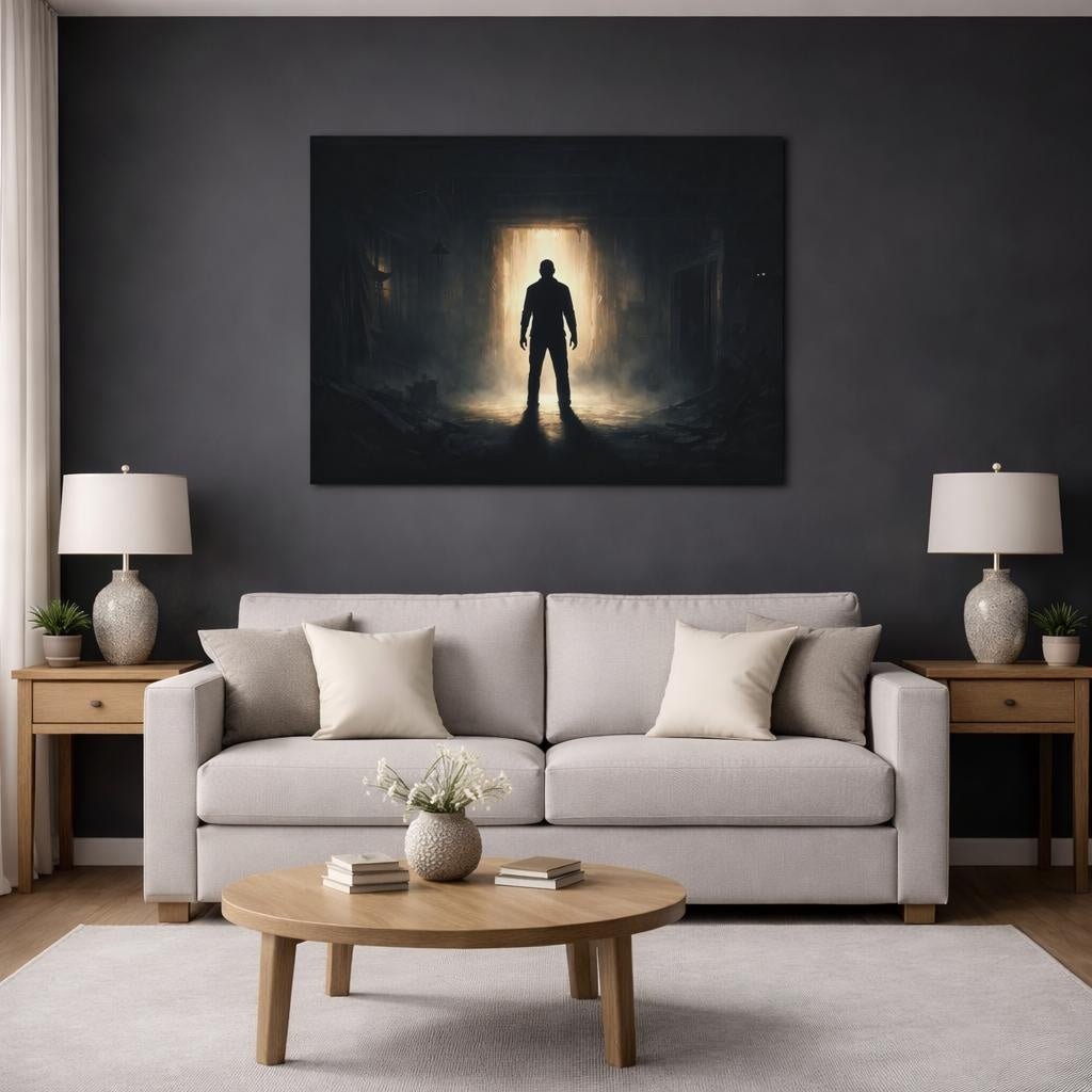 Horror Silhouette Art Silhouetted Man - Canvas Wall Art Print - YesArtYes