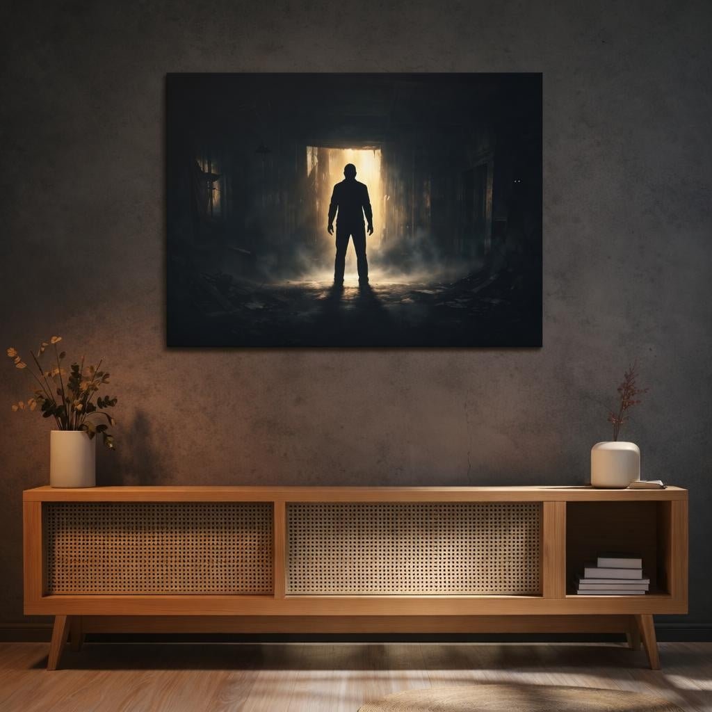 Horror Silhouette Art Silhouetted Man - Canvas Wall Art Print - YesArtYes