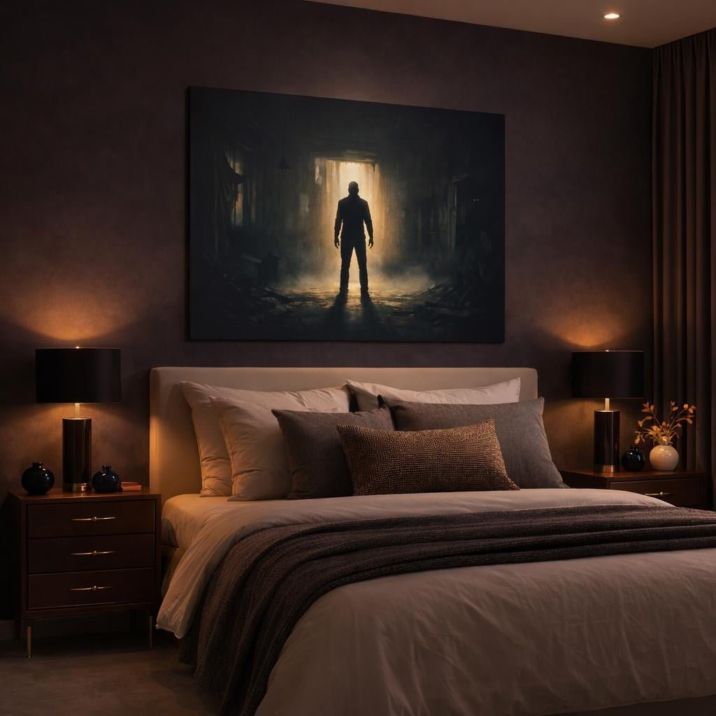 Horror Silhouette Art Silhouetted Man - Canvas Wall Art Print - YesArtYes