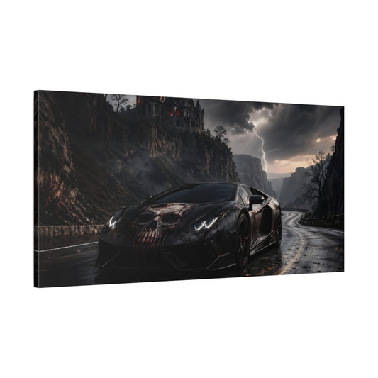 Main Mockup. Horror Skull Car Black And Red shown as stretched canvas wall art