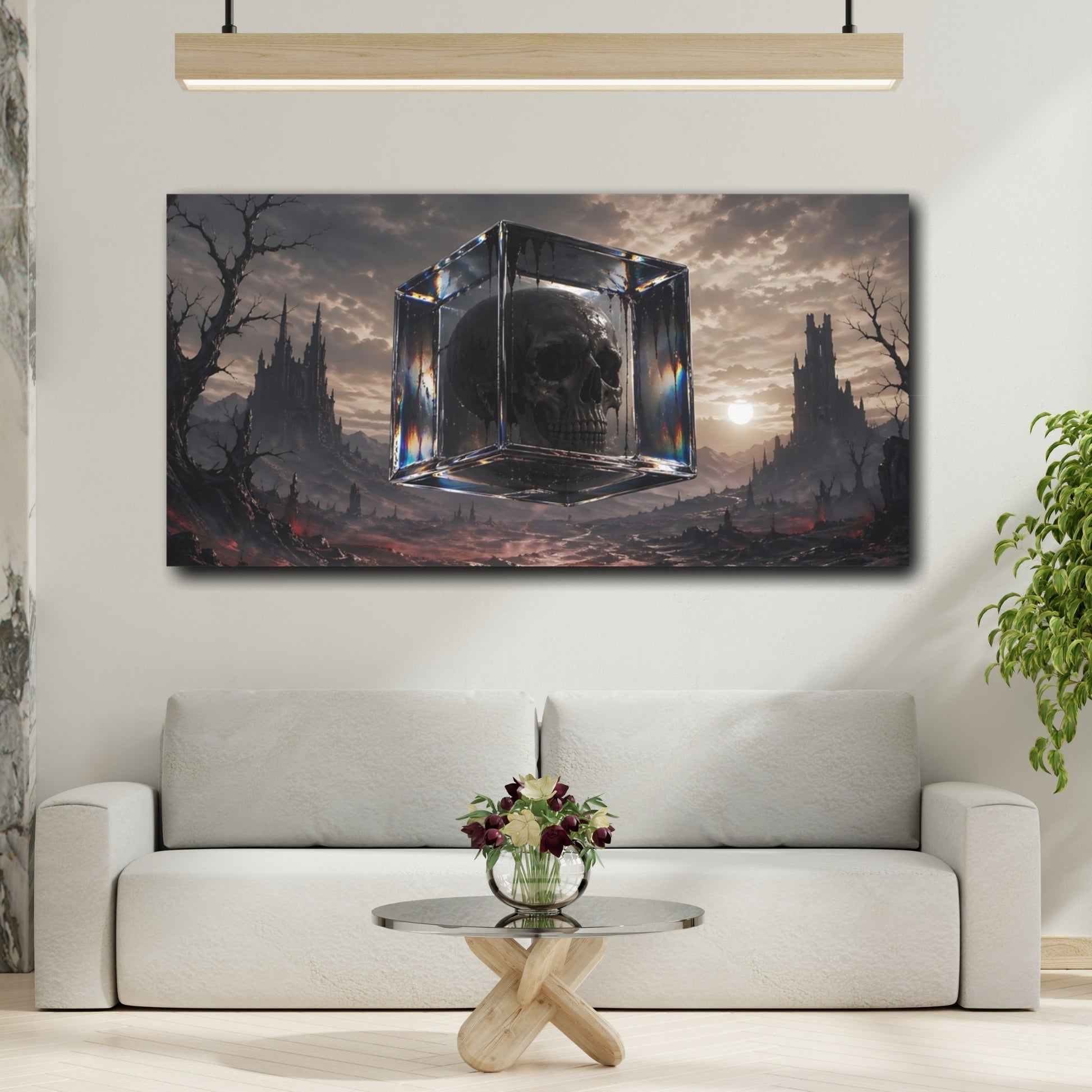 Mockup 3. Horror Skull Dark Fantasy shown as stretched canvas wall art