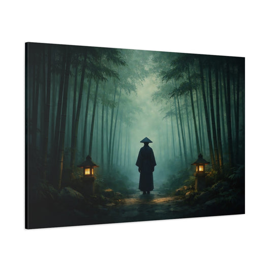 Horror Zen Bamboo Forest shown as stretched canvas wall art