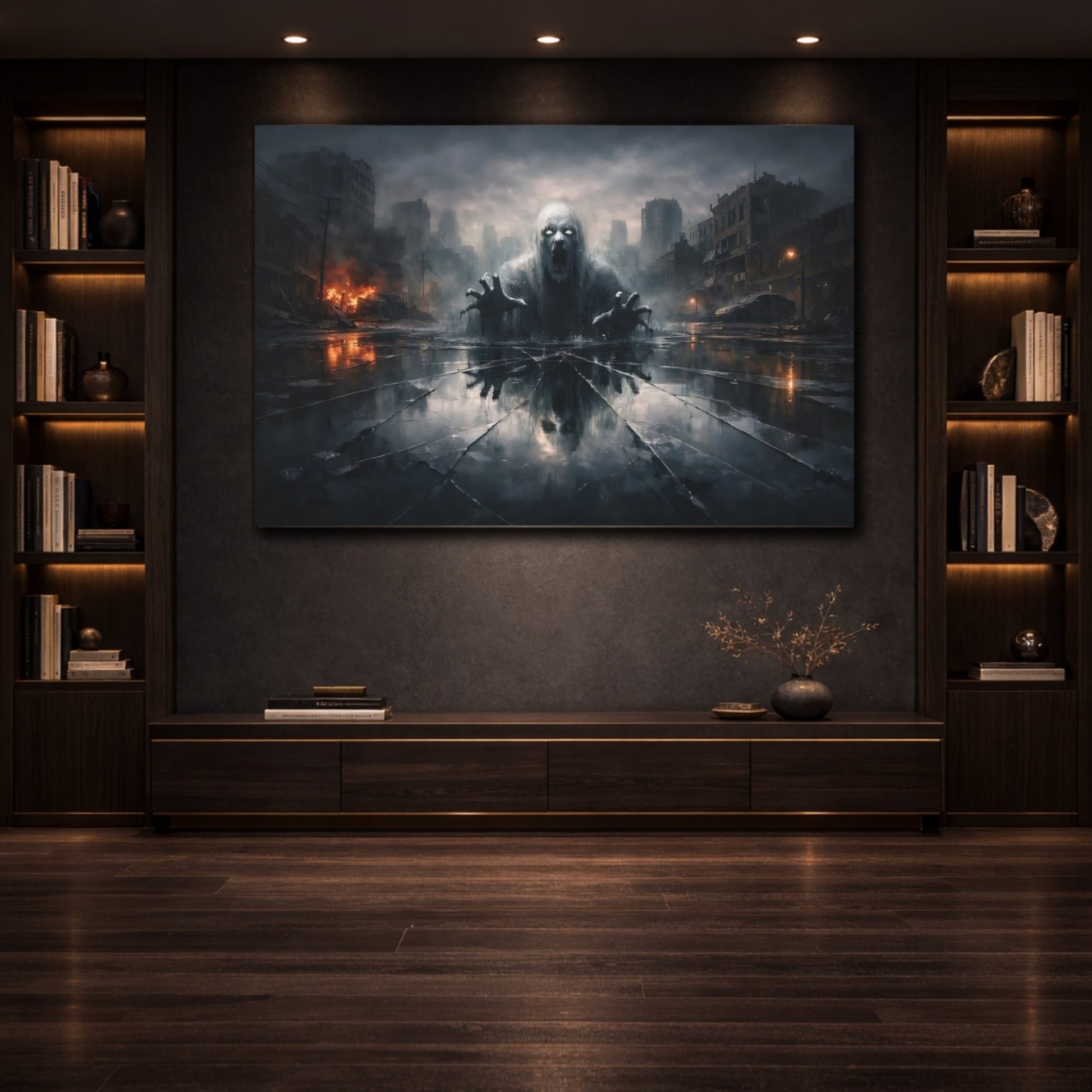 Horror Zombie Monster Apocalyptic Scene - Canvas Wall Art Print - YesArtYes