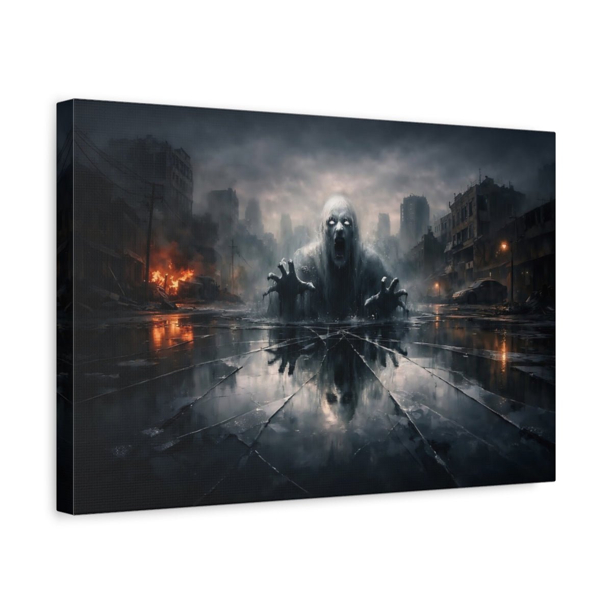 Horror Zombie Monster Apocalyptic Scene - Canvas Wall Art Print - YesArtYes