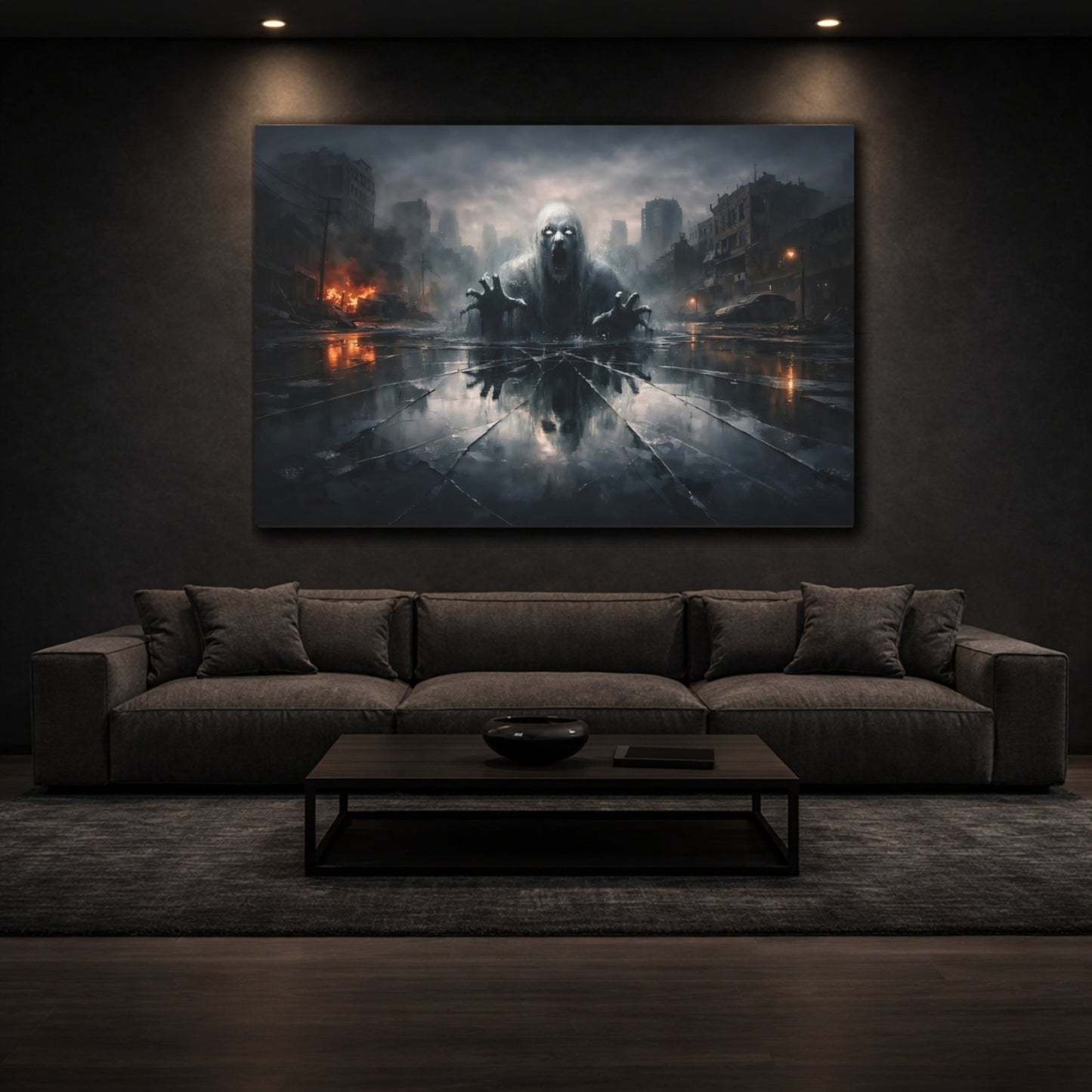 Horror Zombie Monster Apocalyptic Scene - Canvas Wall Art Print - YesArtYes