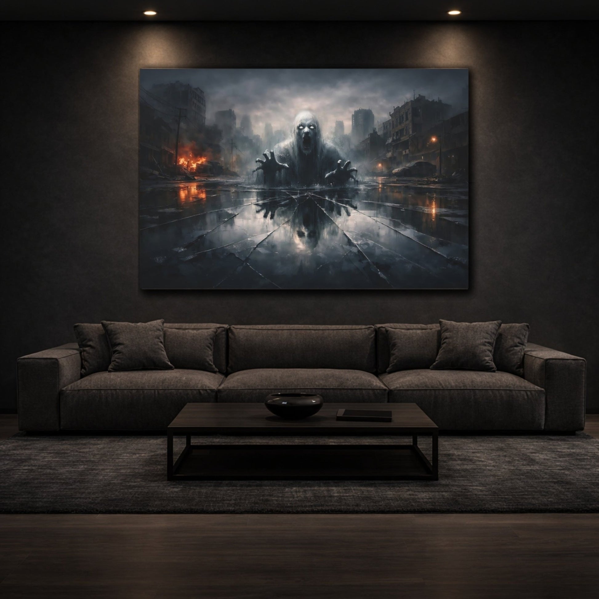 Horror Zombie Monster Apocalyptic Scene - Canvas Wall Art Print - YesArtYes