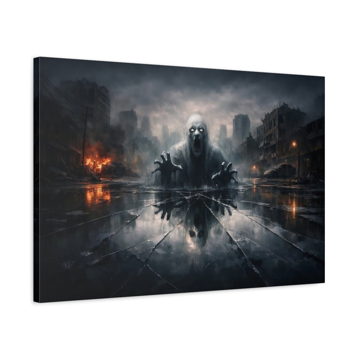 Horror Zombie Monster Apocalyptic Scene - Canvas Wall Art Print - YesArtYes
