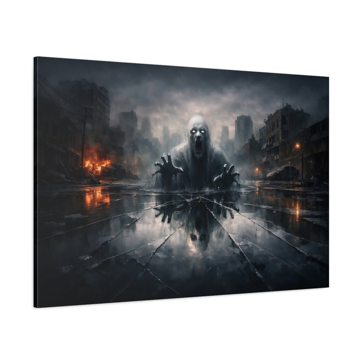 Horror Zombie Monster Apocalyptic Scene - Canvas Wall Art Print - YesArtYes
