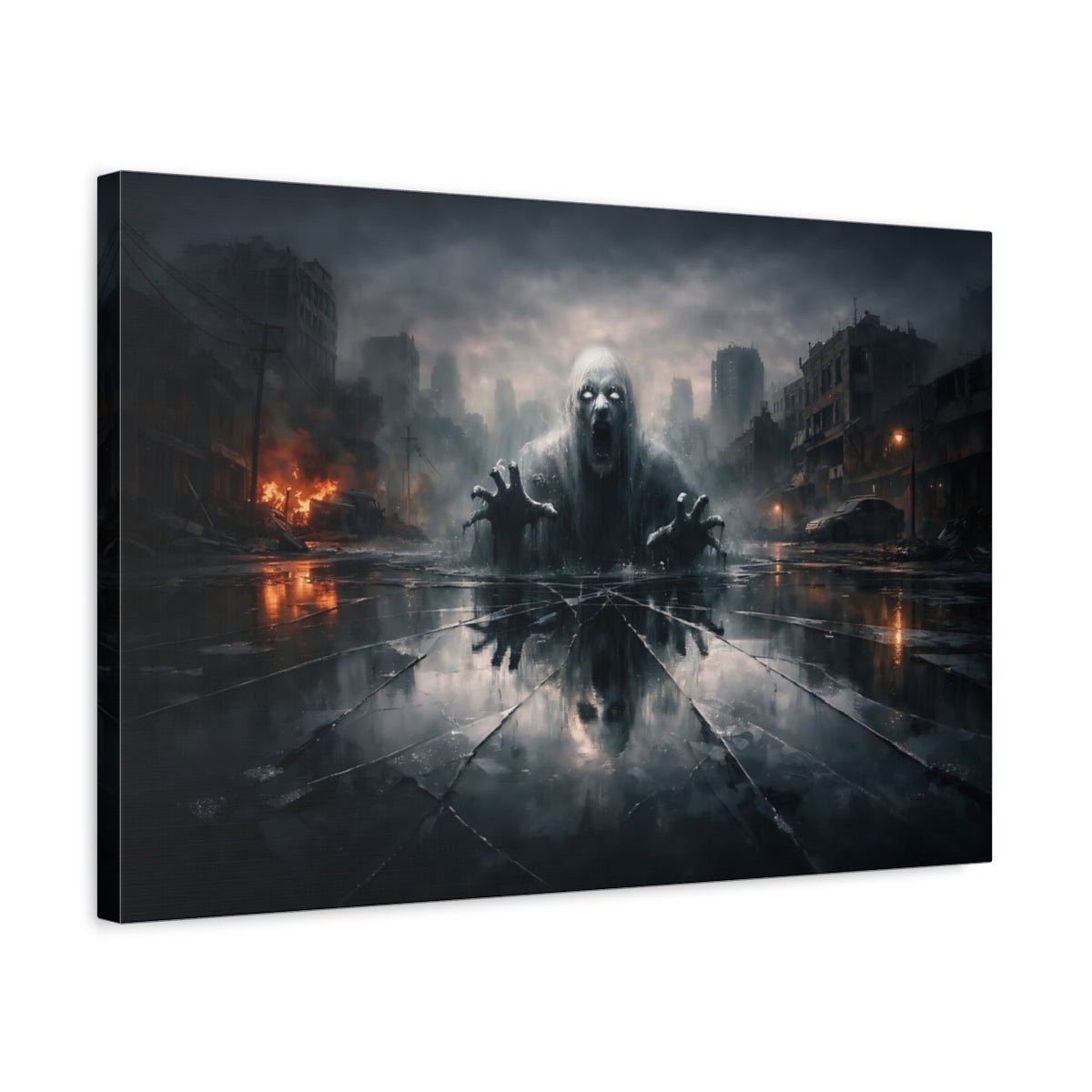 Horror Zombie Monster Apocalyptic Scene - Canvas Wall Art Print - YesArtYes