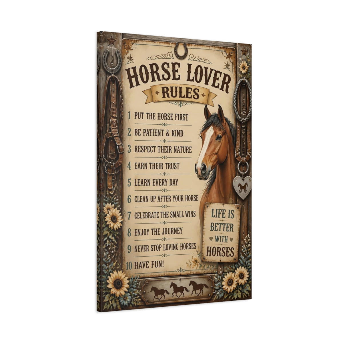 Main Mockup. Horse Lover Quotes Sign shown as canvas print