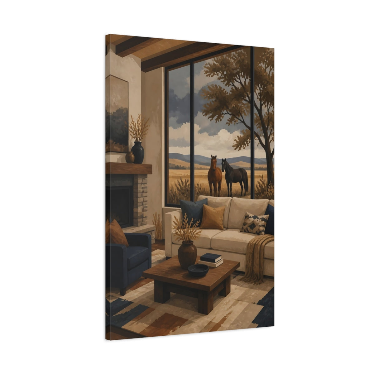 Main Mockup. Horses By The Window shown as canvas print