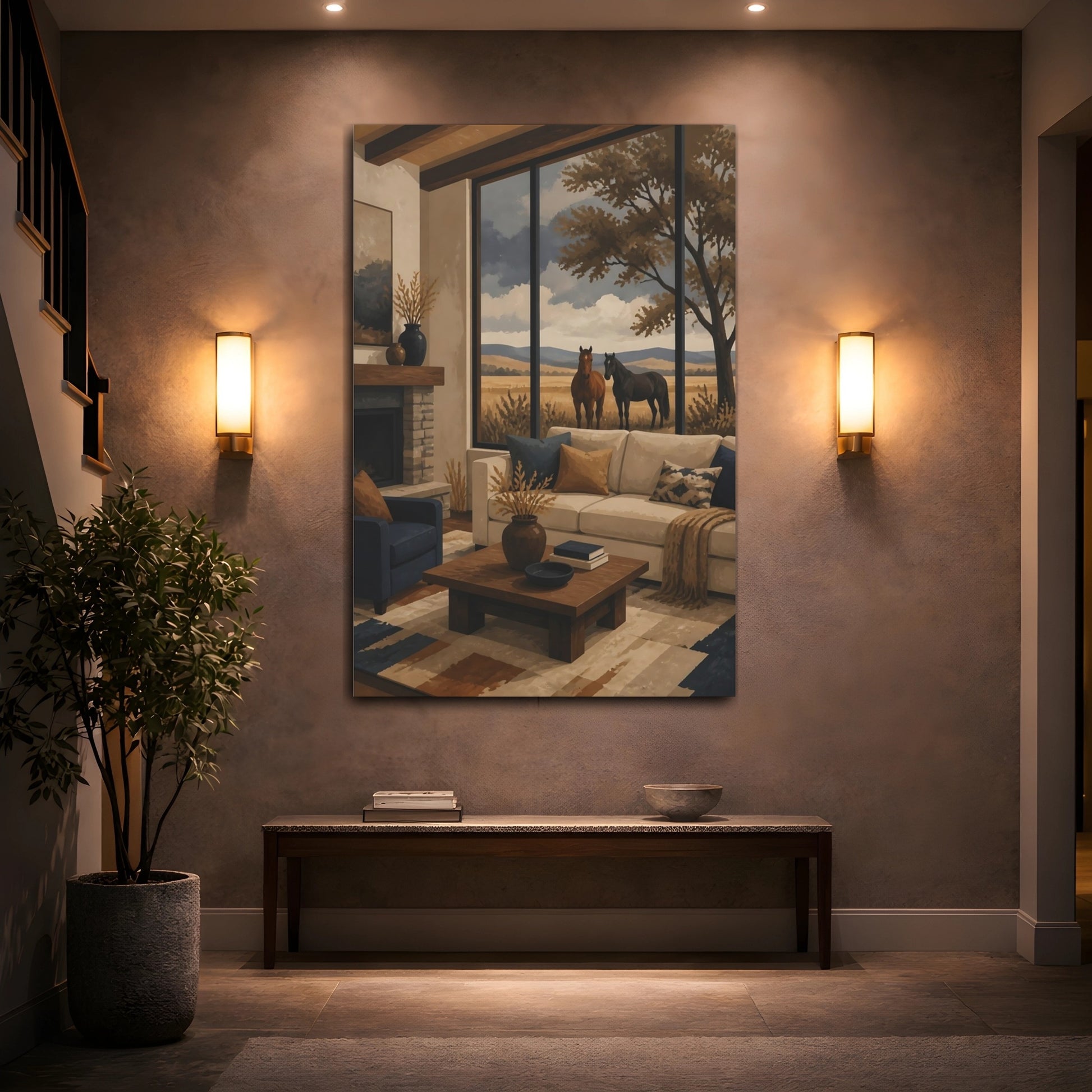Mockup 2. Horses By The Window shown as canvas print