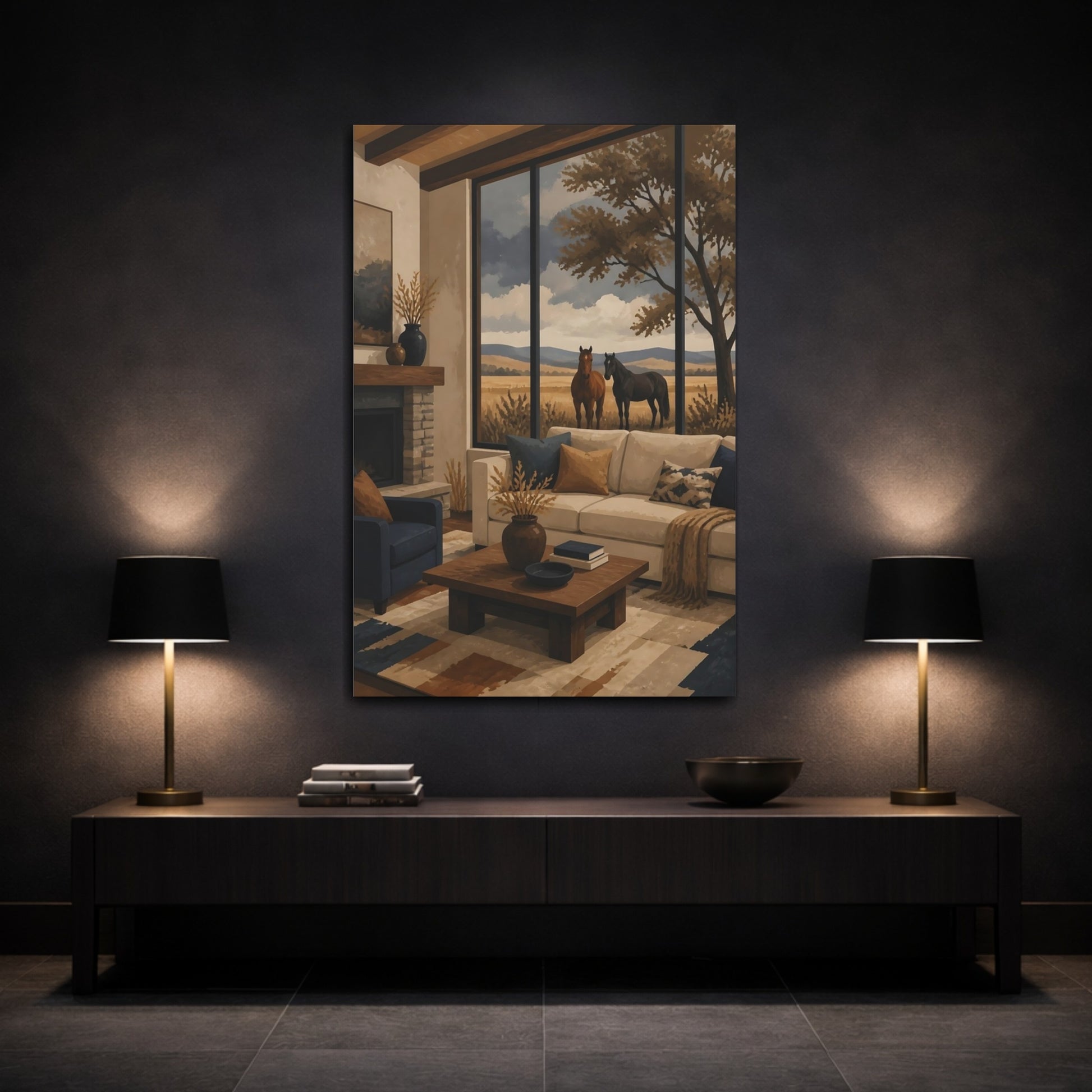 Mockup 3. Horses By The Window shown as canvas print