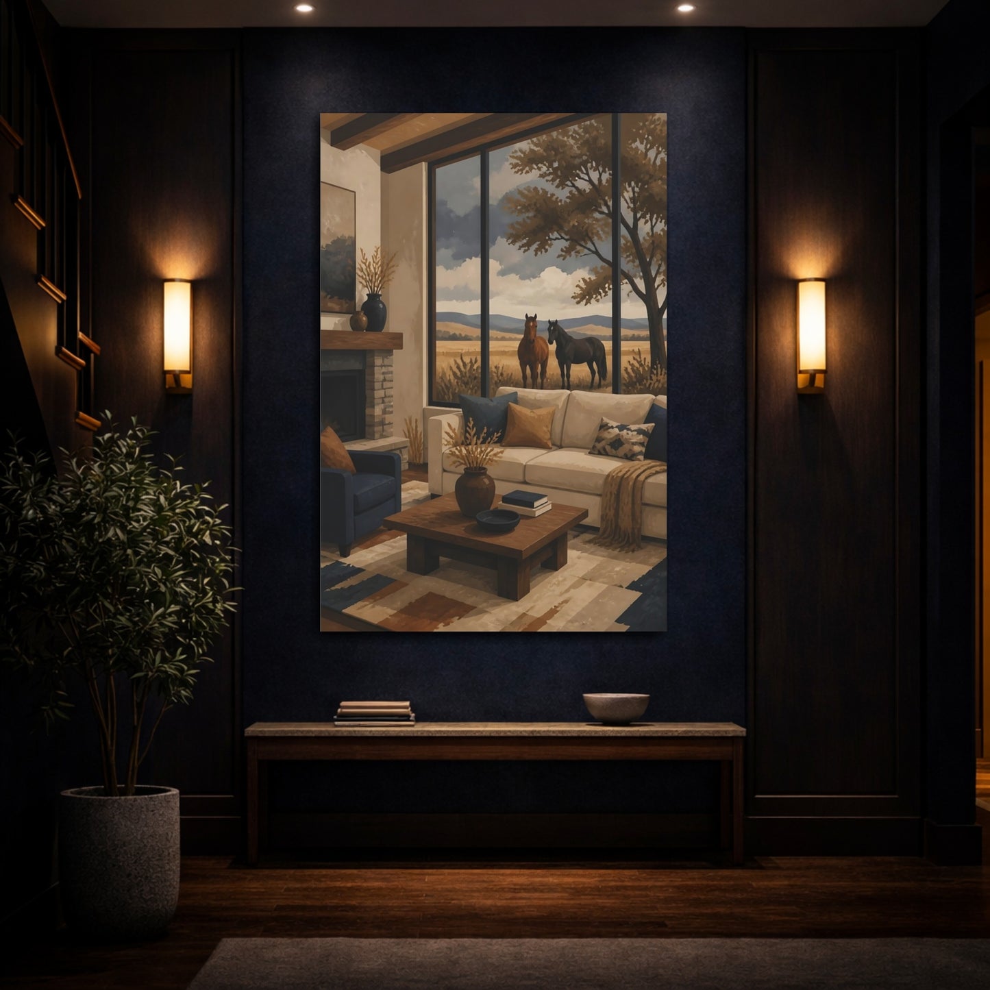 Mockup 4. Horses By The Window shown as canvas print