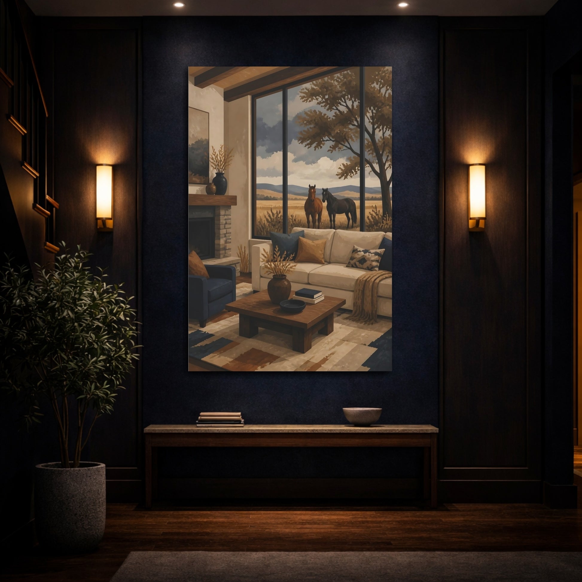Mockup 4. Horses By The Window shown as canvas print