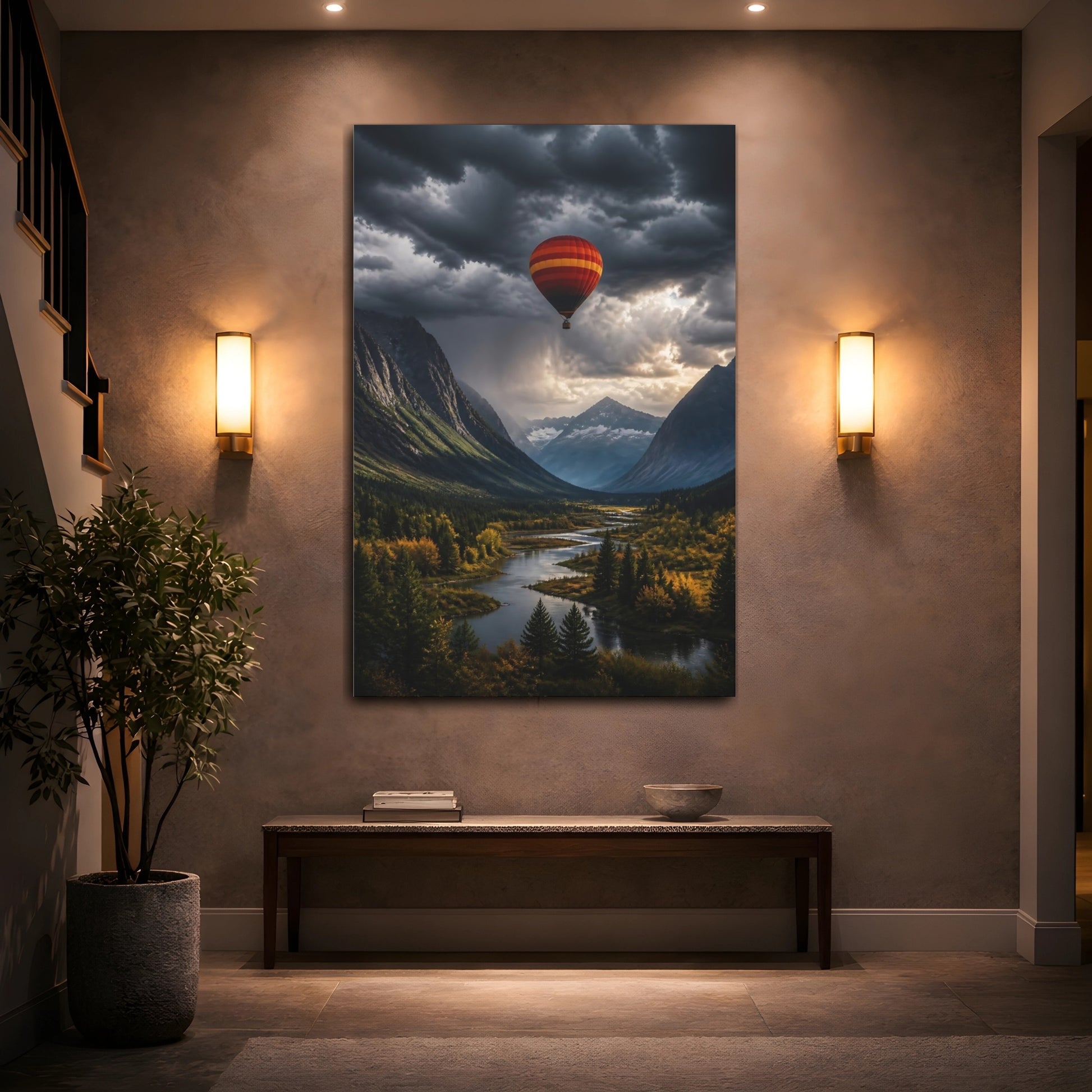 Mockup 2. Hot Balloon Landscape shown as canvas print