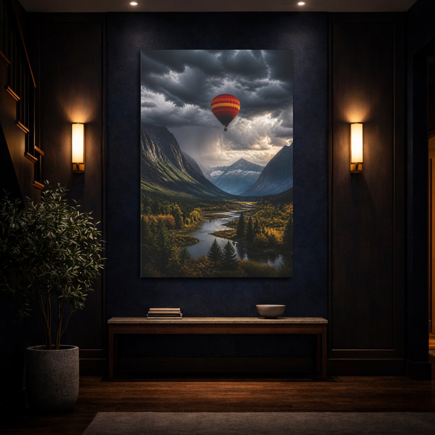 Mockup 4. Hot Balloon Landscape shown as canvas print