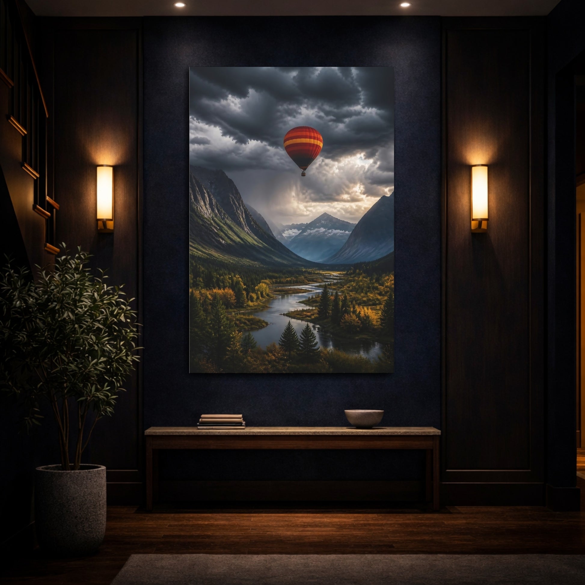 Mockup 4. Hot Balloon Landscape shown as canvas print