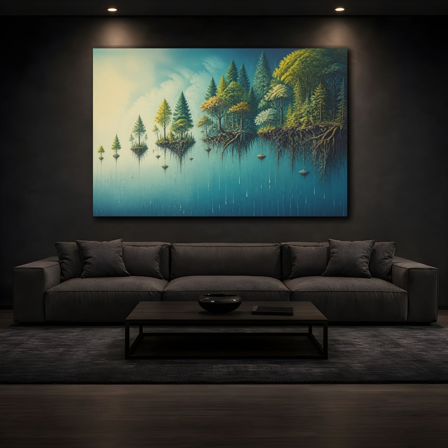 Mockup 3. Hovering Forest Illusion shown as canvas print