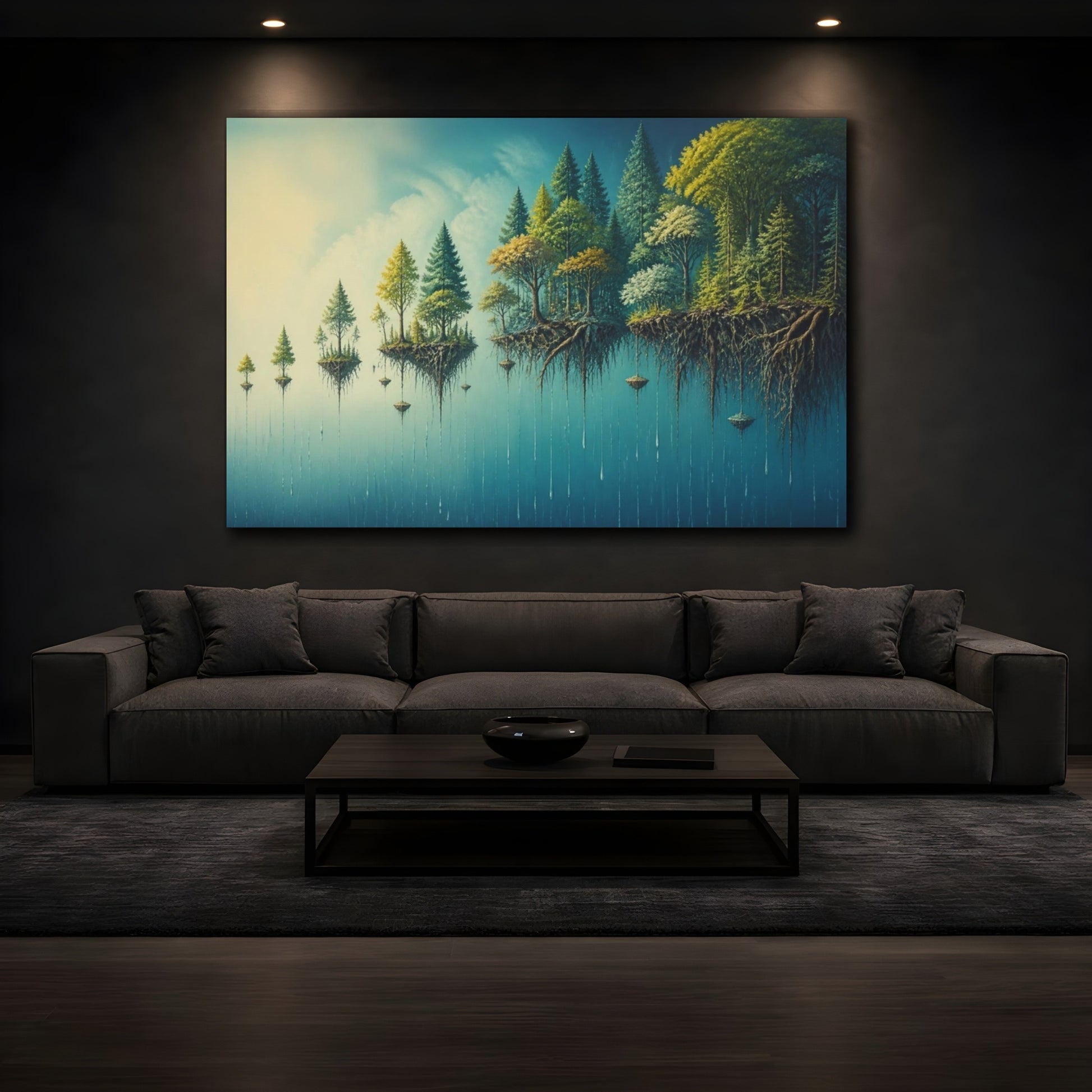 Mockup 3. Hovering Forest Illusion shown as canvas print