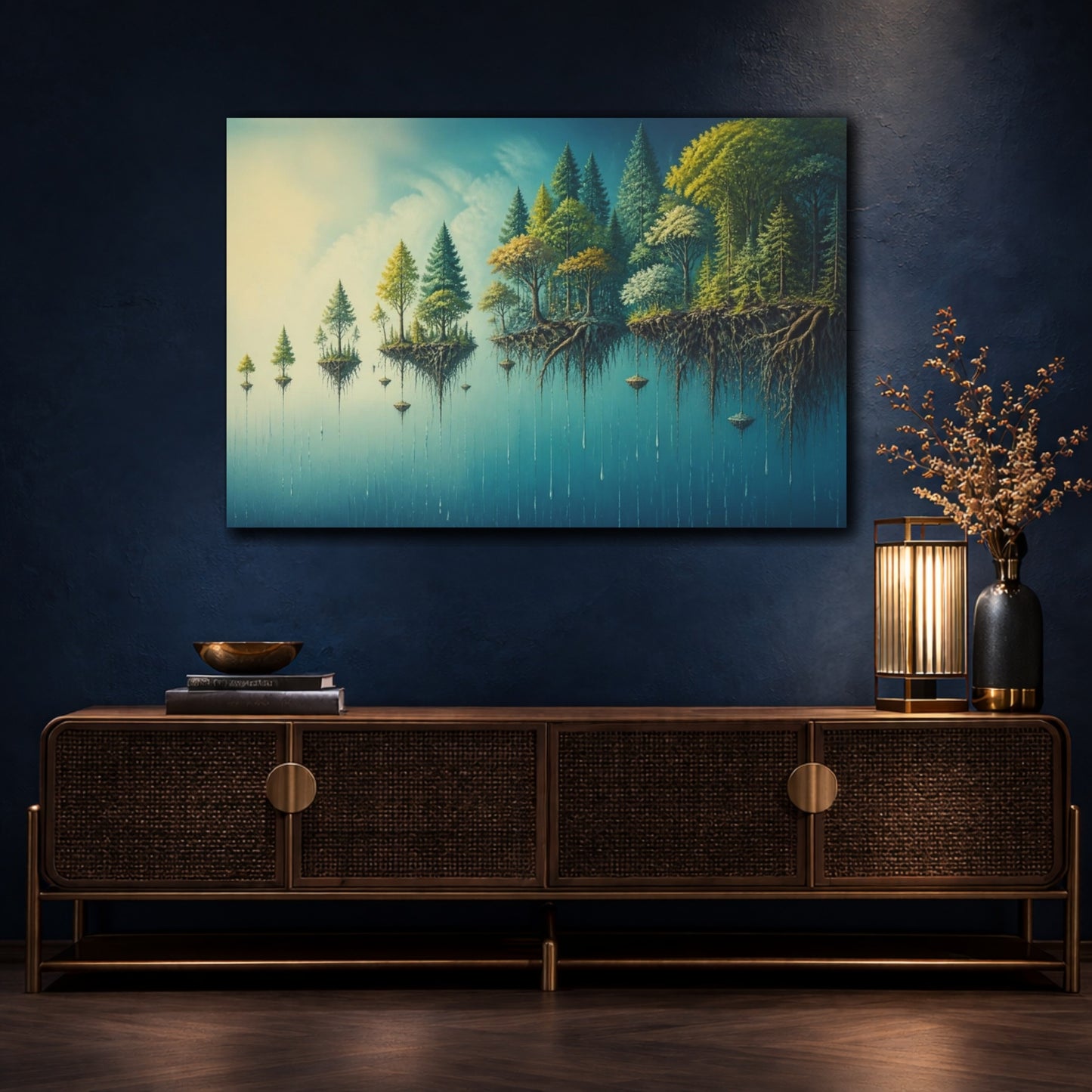 Mockup 4. Hovering Forest Illusion shown as canvas print