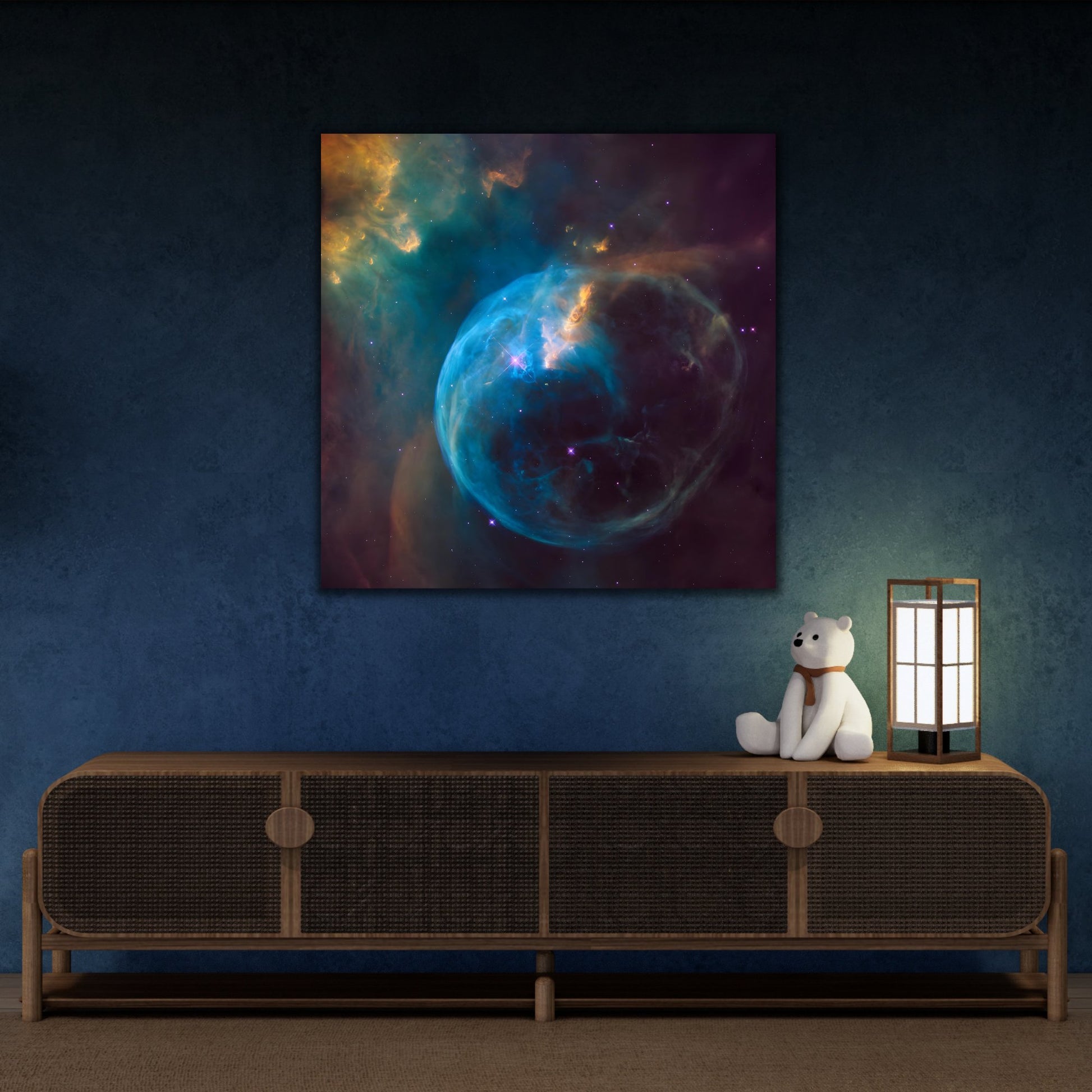 Hubble Captures Stellar Spectacle - Framed NASA Canvas Wall Art Prints: Sees a Star ‘Inflating’ a Giant Bubble