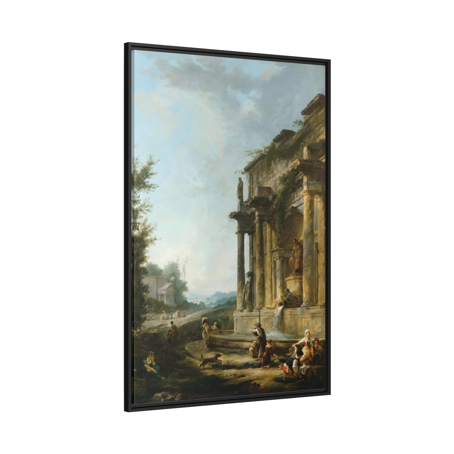 Hubert Robert Morning Evening - Framed Canvas Art Reproduction