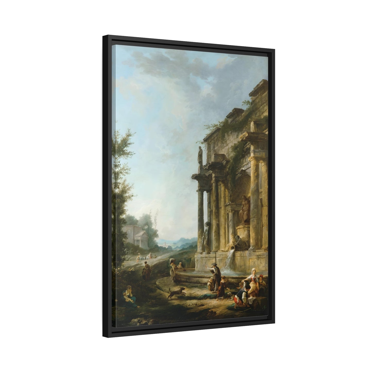 Hubert Robert Morning Evening - Framed Canvas Art Reproduction