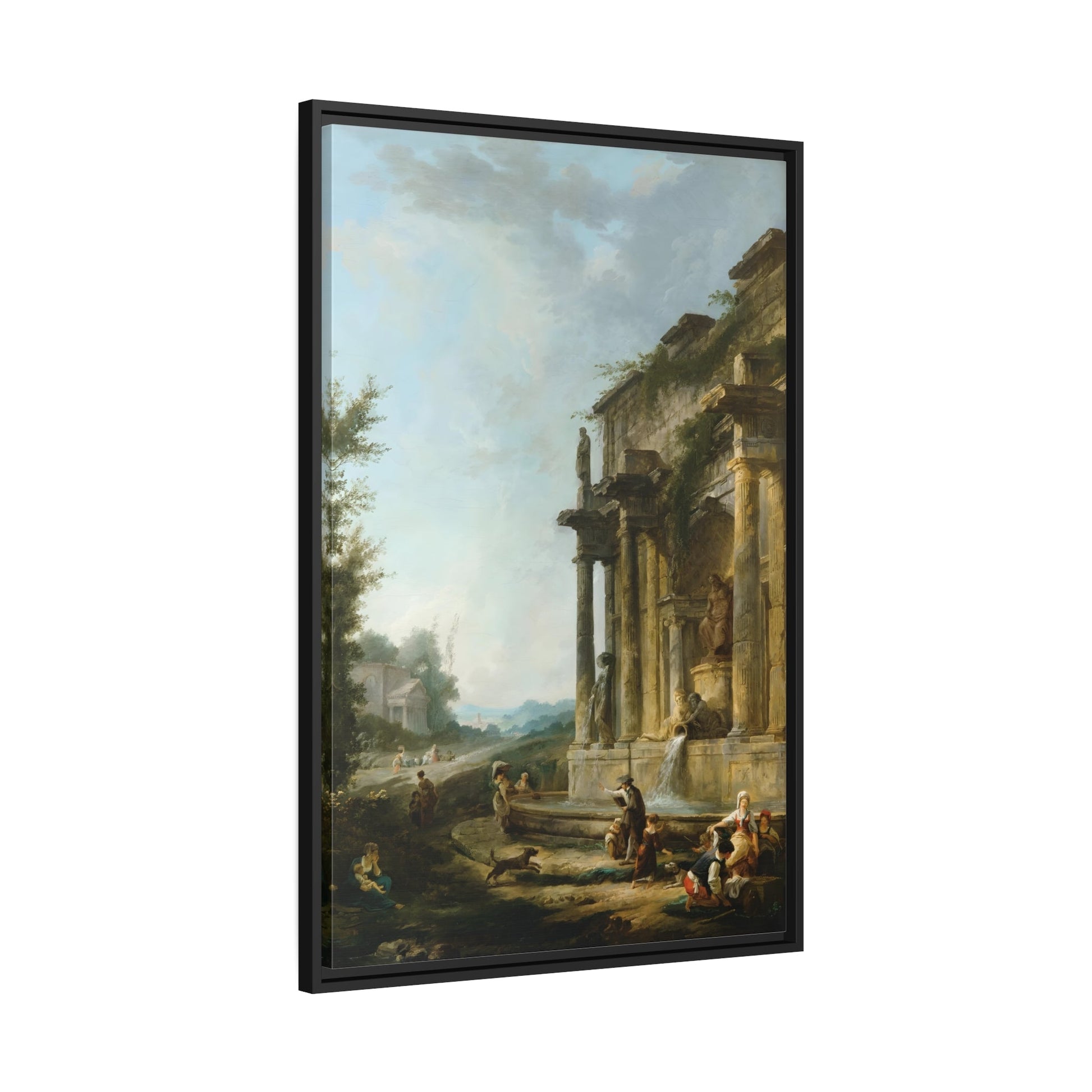 Hubert Robert Morning Evening - Framed Canvas Art Reproduction