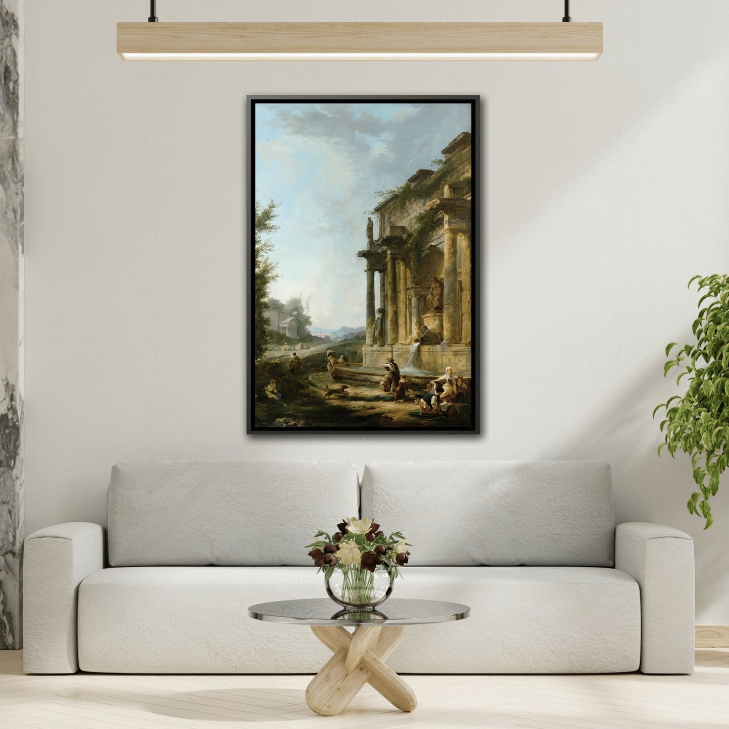 Hubert Robert Morning Evening - Framed Canvas Art Reproduction