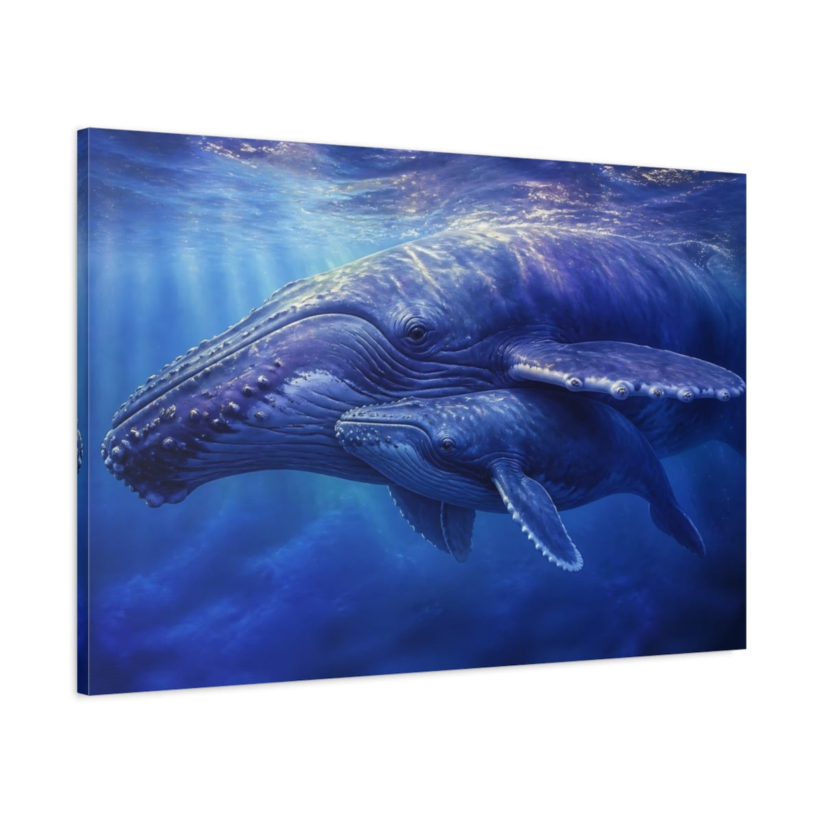 Main Mockup. Humpback Whale Mother And Calf shown as canvas print