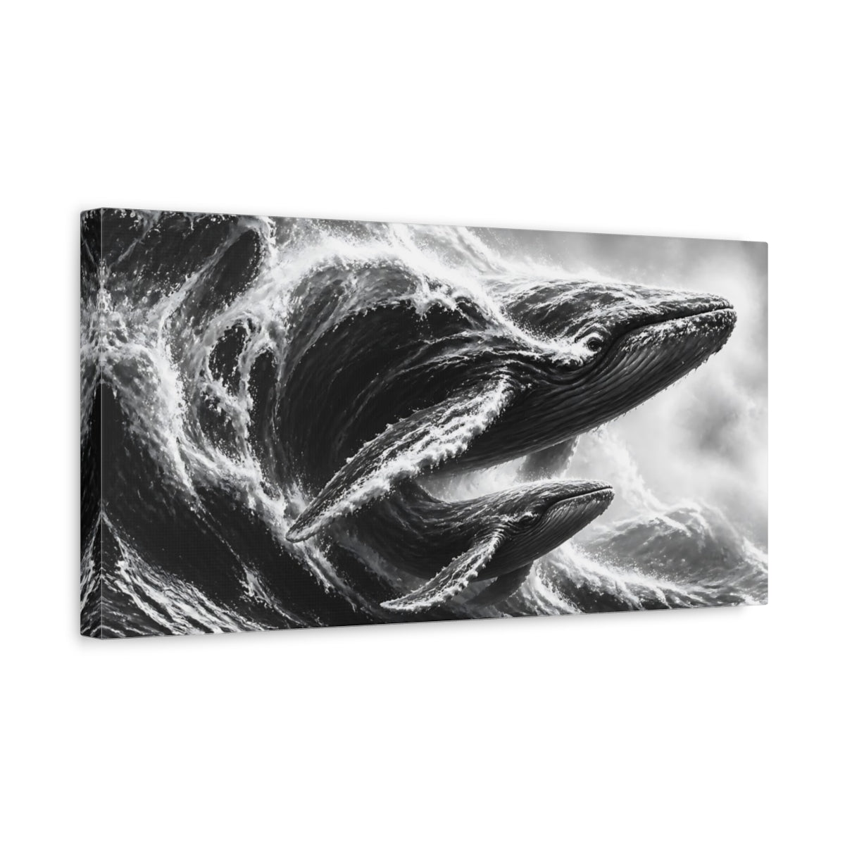 Side Mockup 3. Humpback Whale Surge shown as canvas print