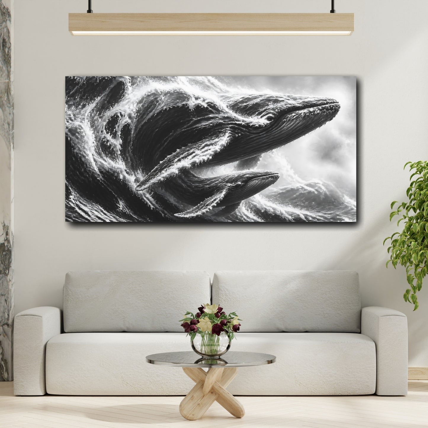 Mockup 2. Humpback Whale Surge shown as canvas print