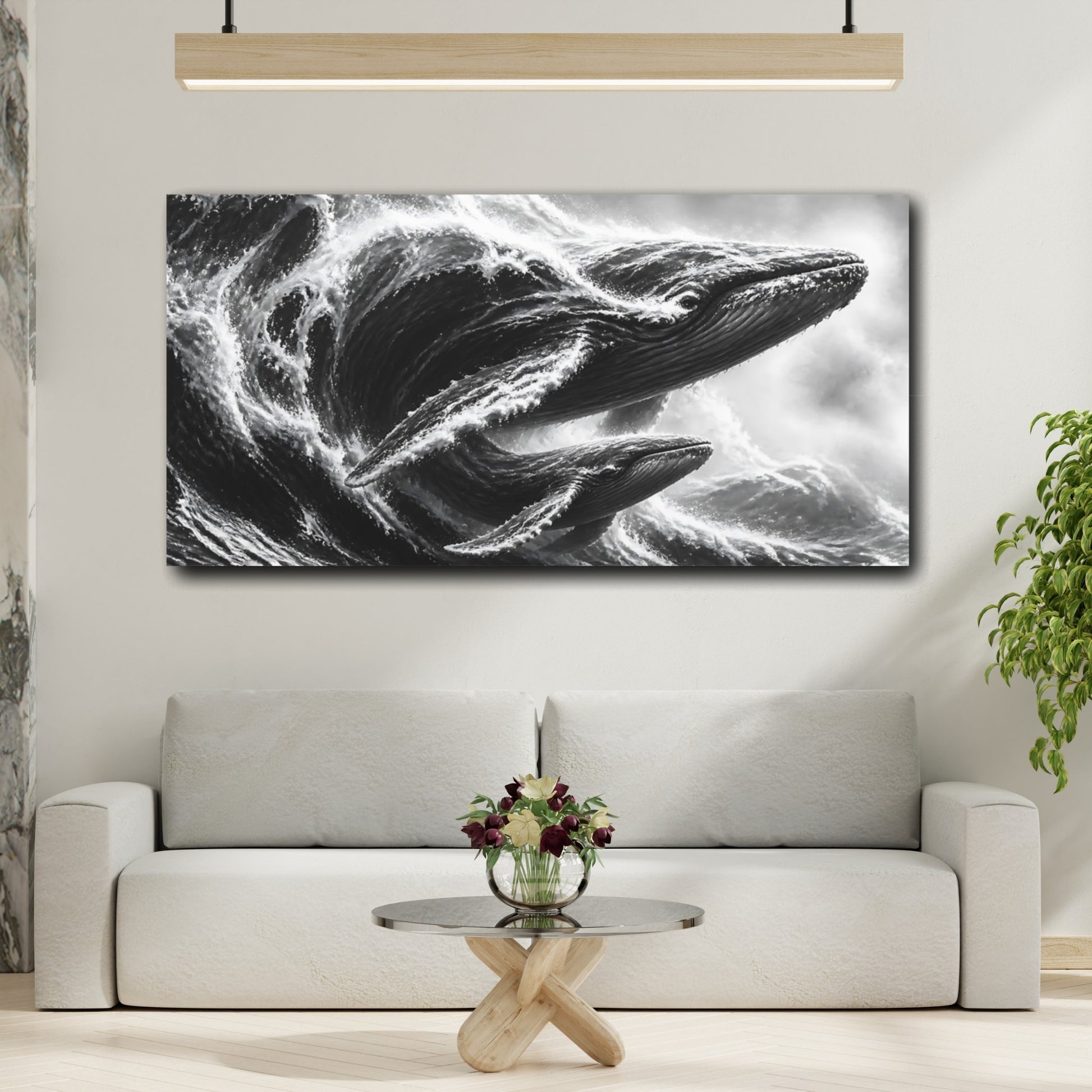 Mockup 2. Humpback Whale Surge shown as canvas print