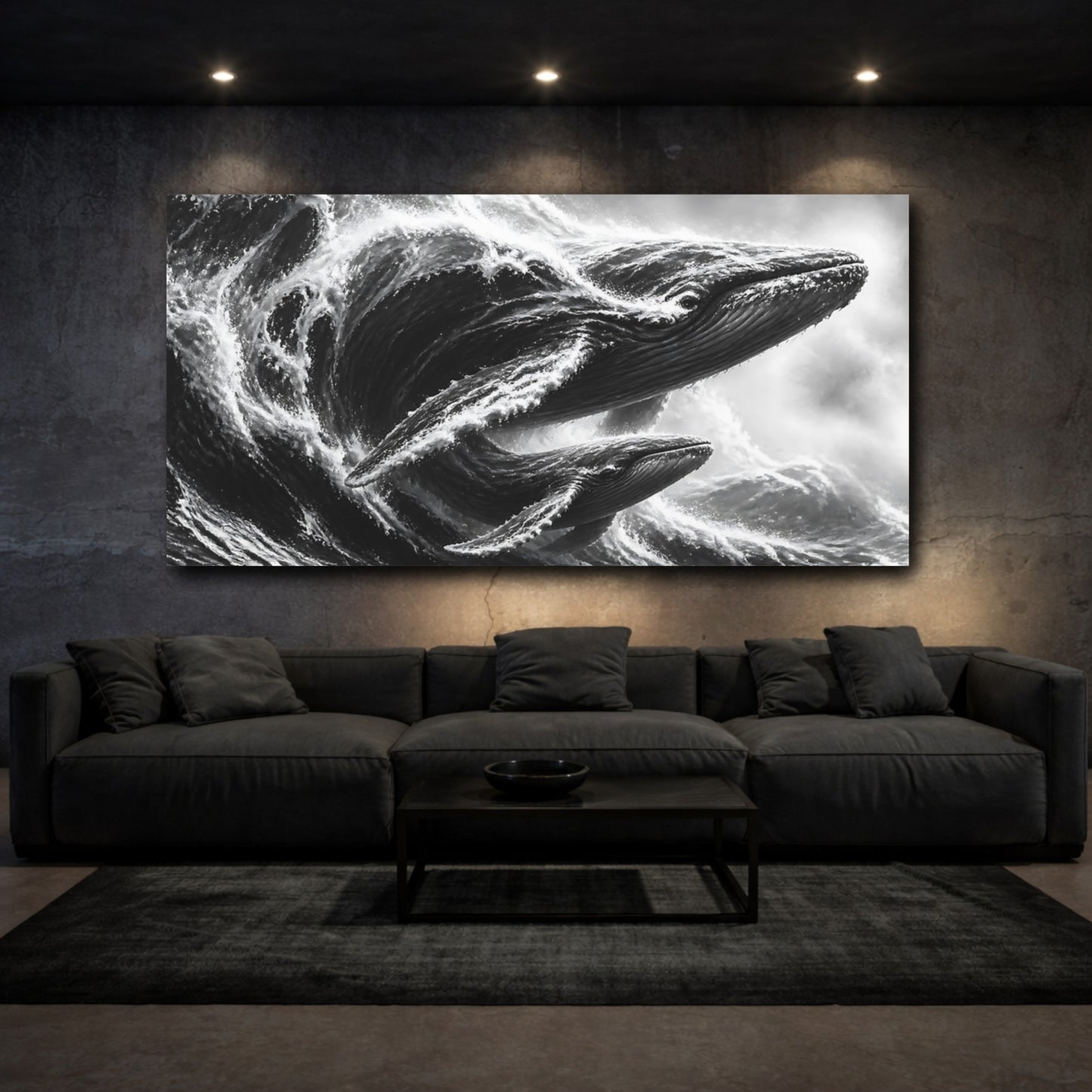 Mockup 3. Humpback Whale Surge shown as canvas print