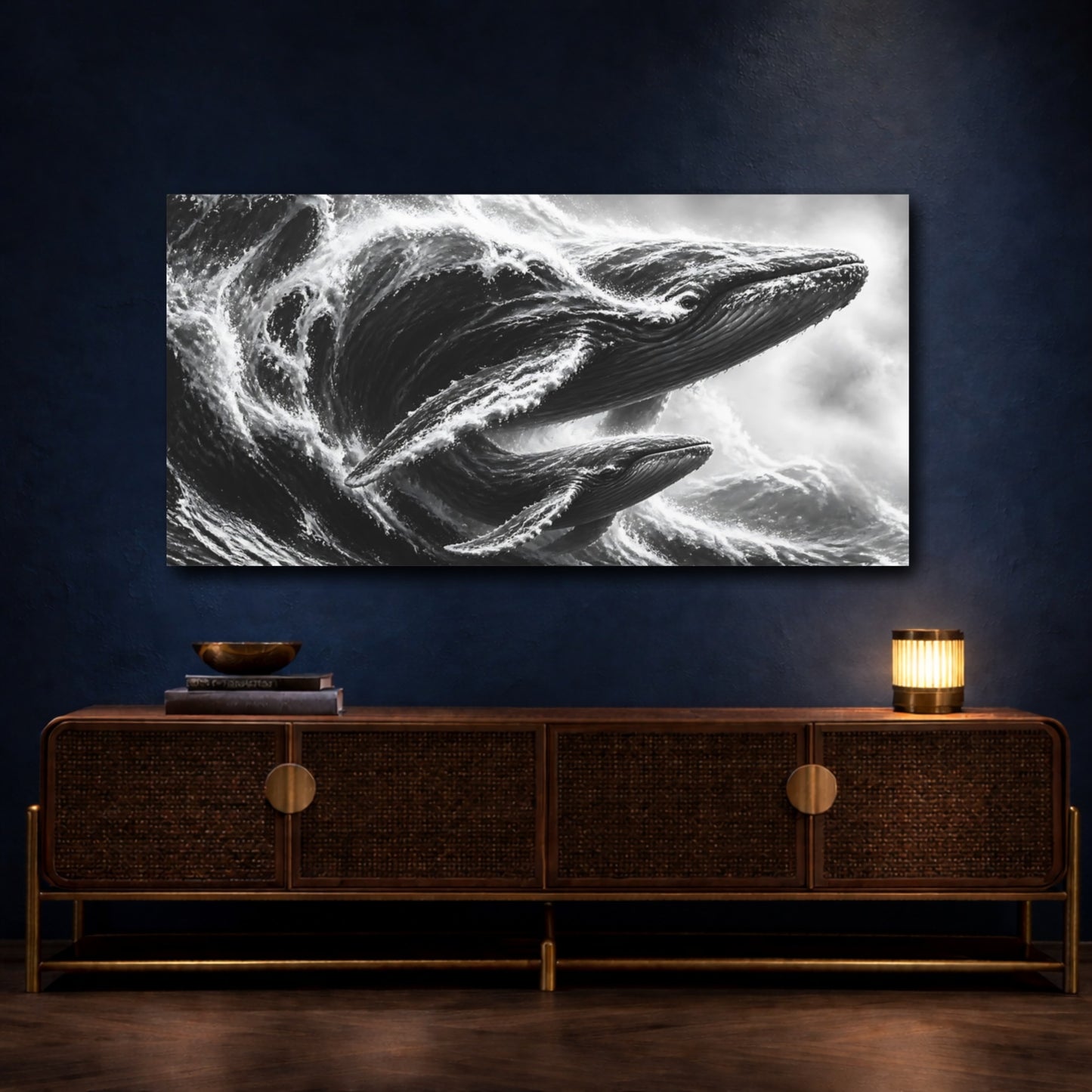 Mockup 4. Humpback Whale Surge shown as canvas print