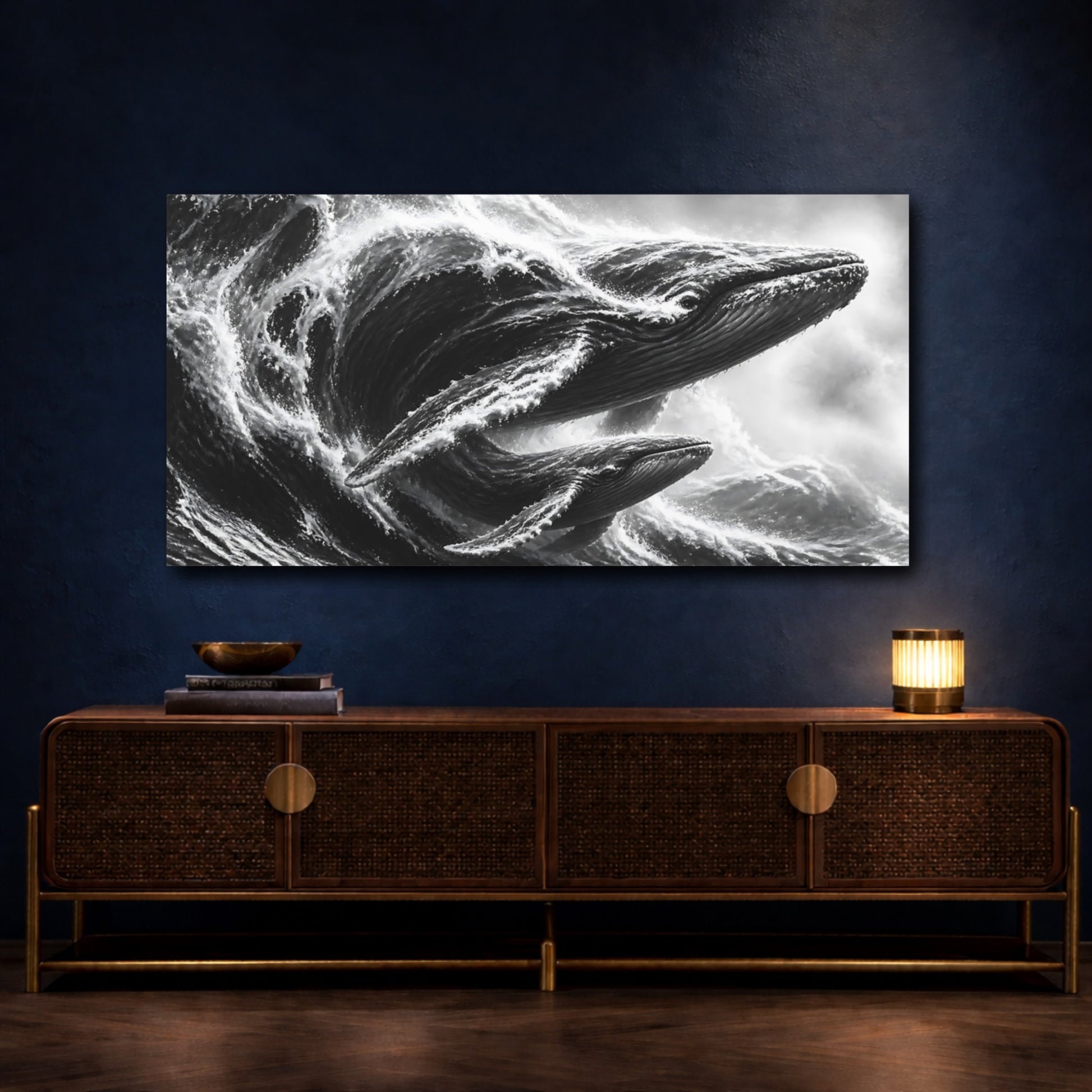 Mockup 4. Humpback Whale Surge shown as canvas print